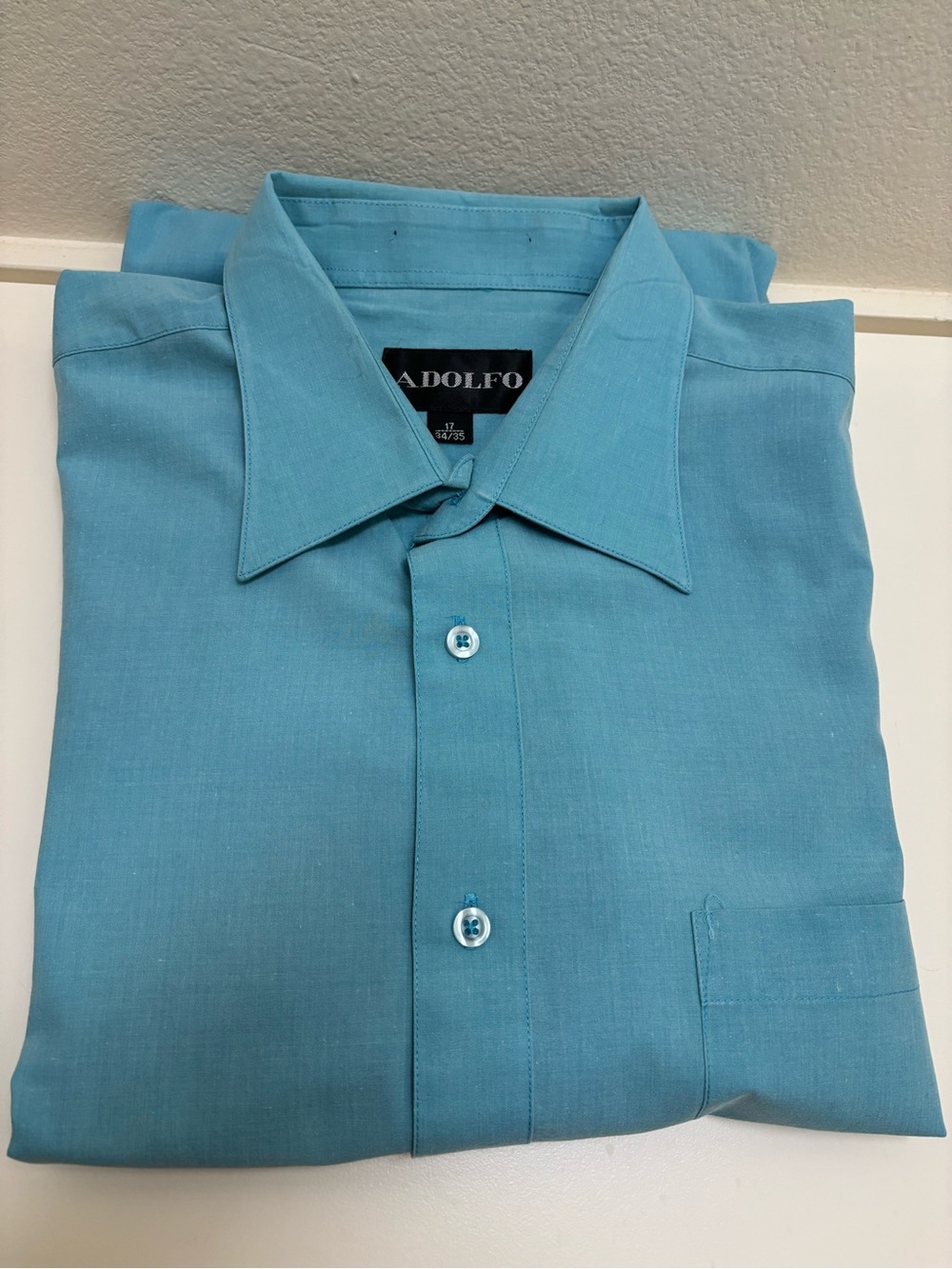 Adolfo Men’s Teal Button-Front Dress Shirt